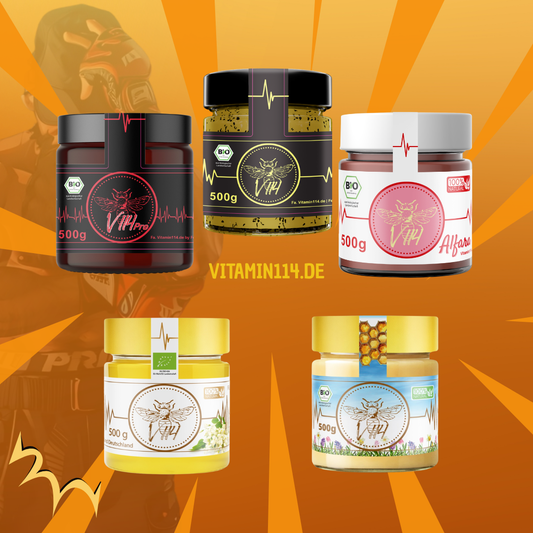 V114 Honig-Set – 5× 500 g Honig & Honigzubereitungen